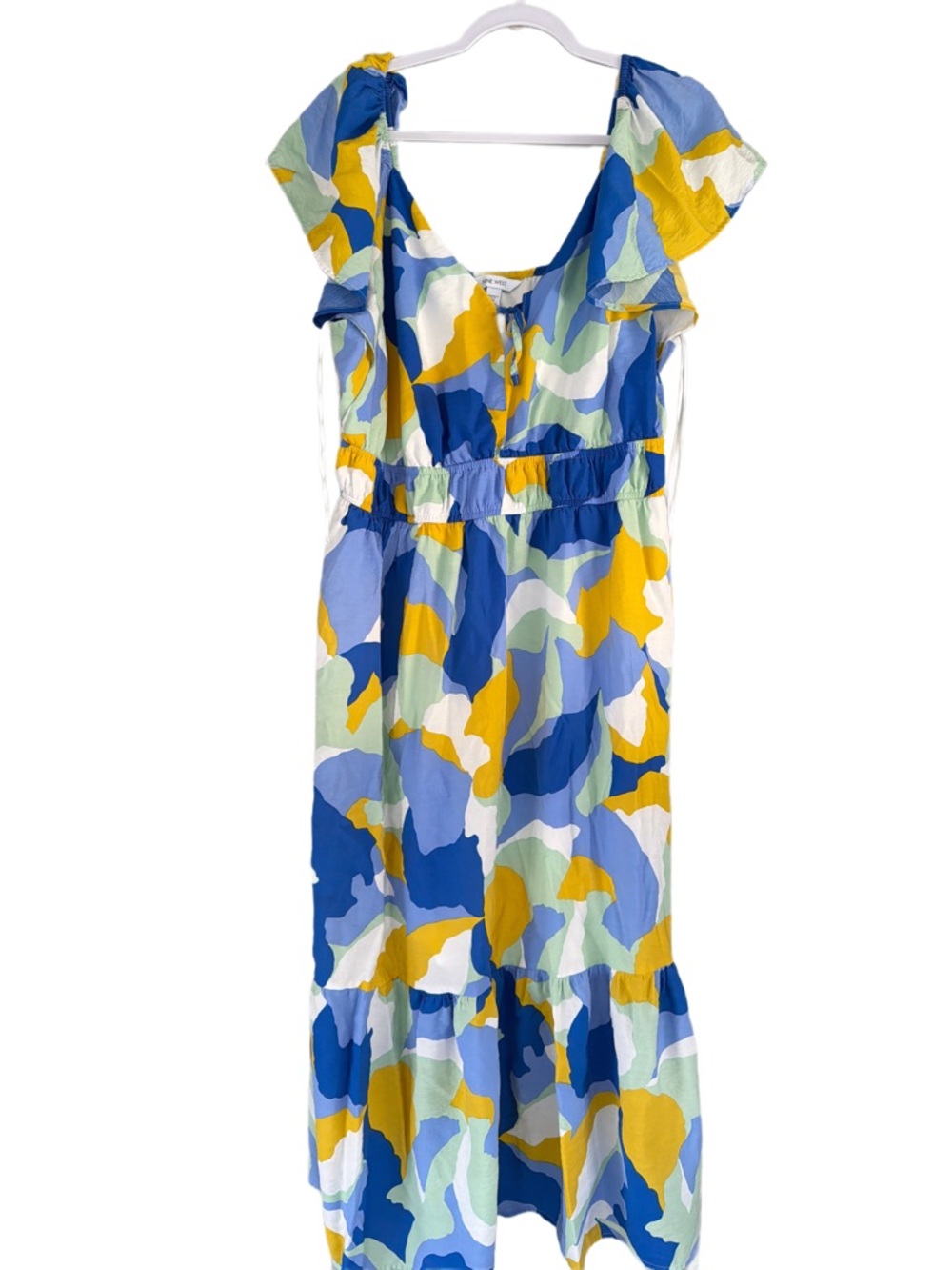Nine West Blue, Yellow & Mint Abstract Print Dress